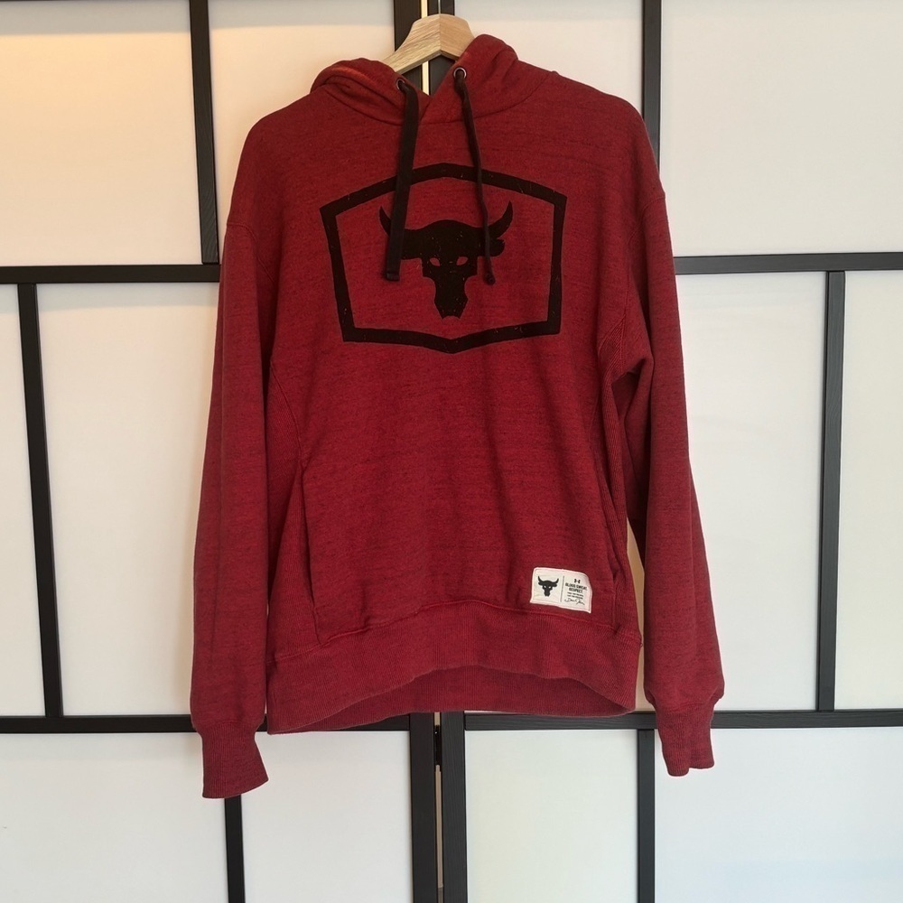 Under Armour Project Rock Hoodie Sweatshirt‎ Dwayne Johnson Red Size Medium